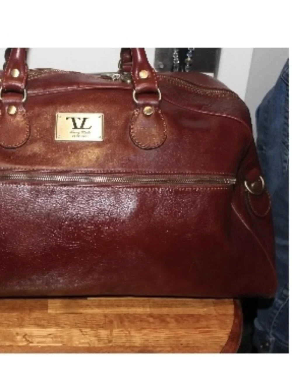 $685 Tuscany Leather Firenze Francoforte Travel Bag w Strap Never Used